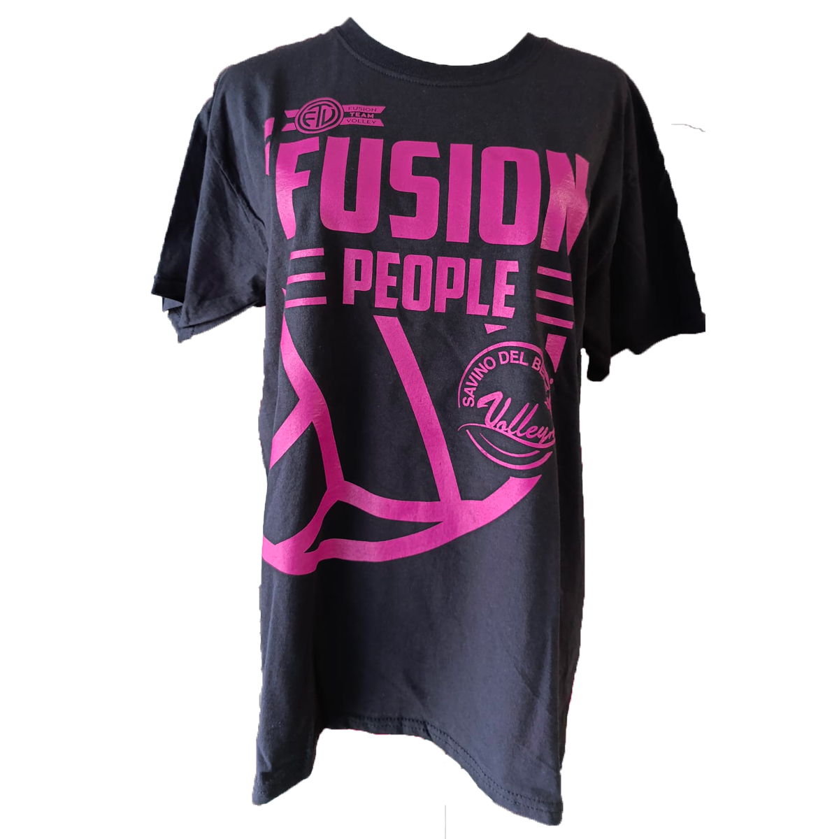 T-SHIRT ALLENAMENTO NERO/FUCSIA